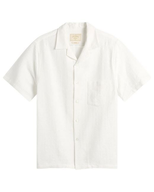 Portuguese Flannel White Reeve Jacquard Vacation Shirt for men