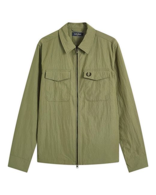 Fred Perry Green Zip Through Overshirt for men