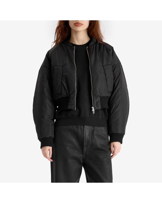 Kassl Black Cropped Bomber Jacket