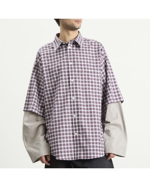 Balenciaga Multicolor Check Poplin Double Layer Shirt for men