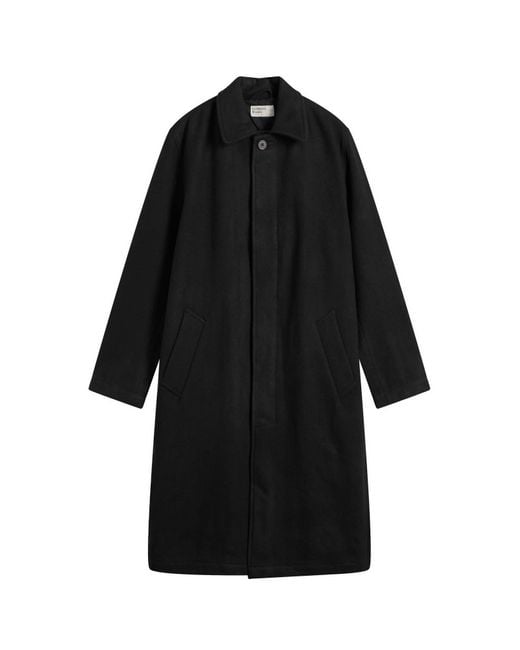 Universal Works Black Mowbray Wool Mac Coat for men