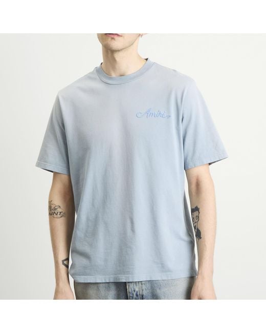 Amiri Blue Bleach Bandana Patch T-Shirt for men