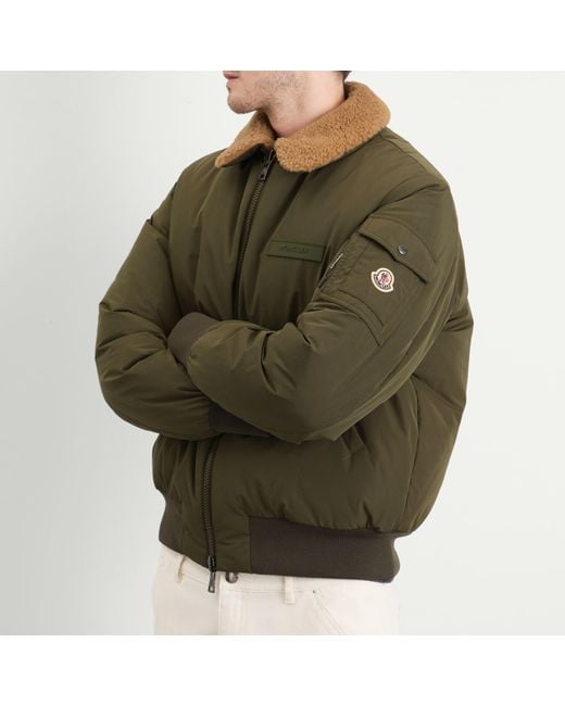 Moncler Green Maulevrier Bomber Reversible Teddy Jacket for men