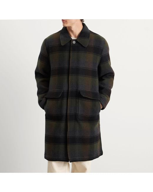 Universal Works Black Berlin Wool Check Account Coat for men