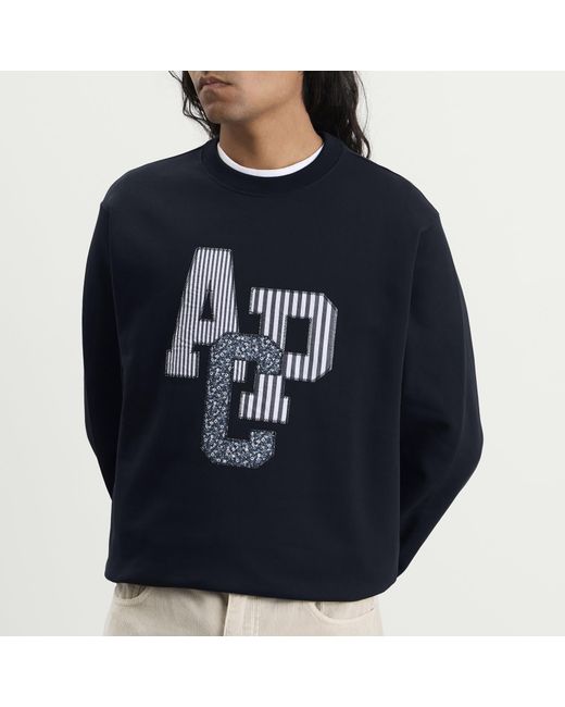A.P.C. Blue Julien Applique Logo Sweatshirt for men