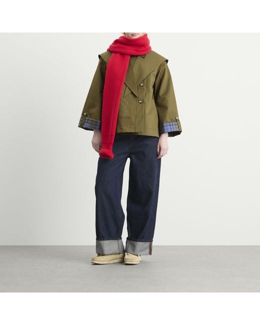 Damson Madder Green Reversible Jerry Crop Trench Coat