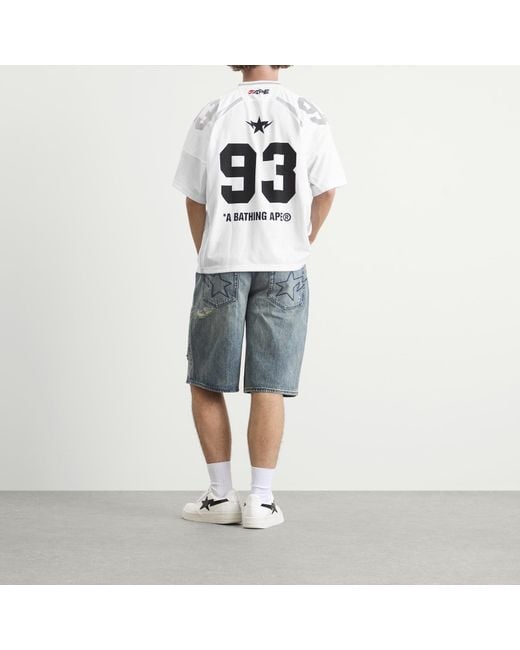 A Bathing Ape White Line Camo Jacquard Football Jersey for men