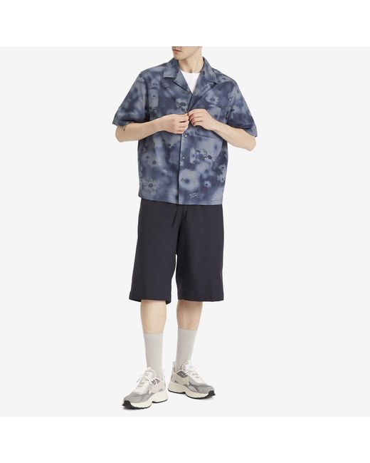 Maison Kitsuné Blue Photo Flower Resort Shirt for men