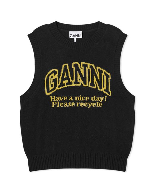 Ganni Black Graphic O-Neck Vest
