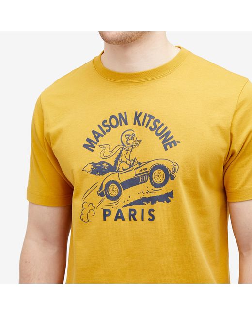 Maison Kitsuné Yellow Racing Fox Comfort T-Shirt for men