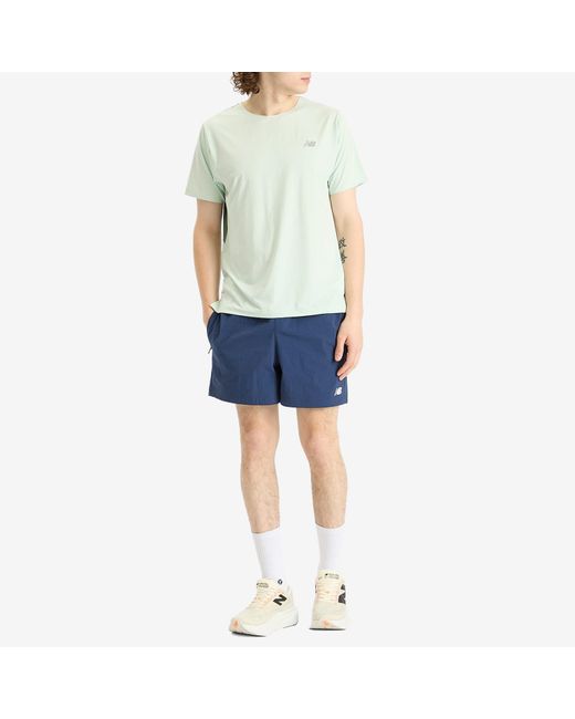 New Balance Blue Athletics Stretch Woven Short 5"