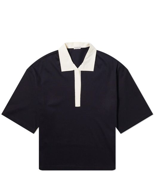 Moncler Blue Contrast Collar Polo Shirt Top