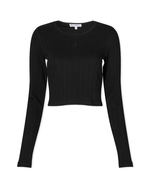 J.W. Anderson Black Cropped Anchor Embroidered Top