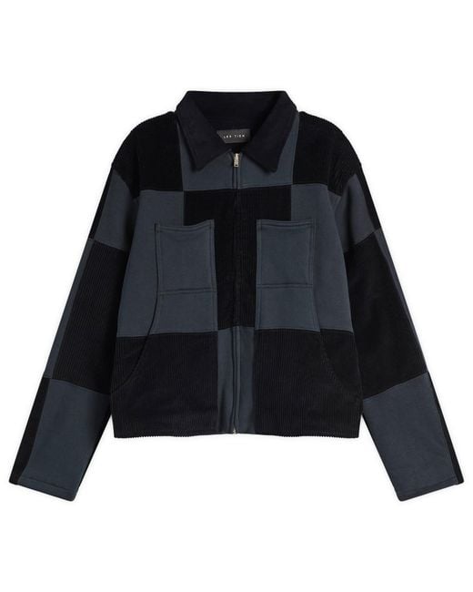 Les Tien Black Patchwork Utility Jacket for men