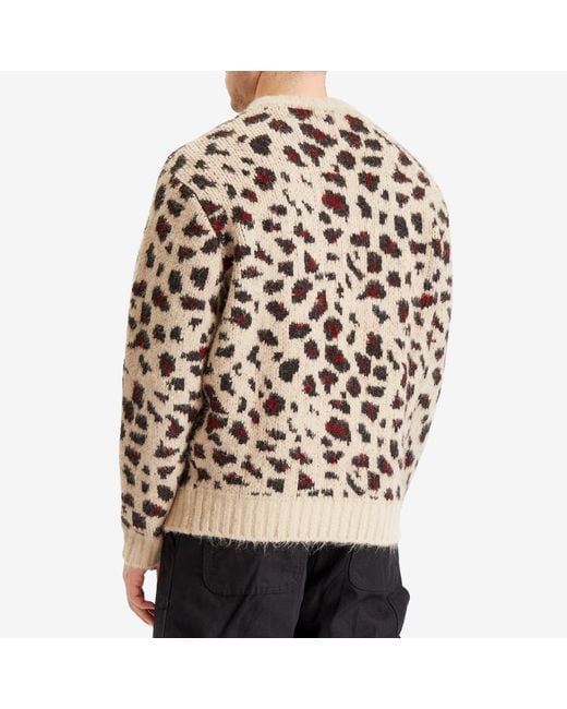 PATTA Brown Leopard Brushed Knit Jumper for men