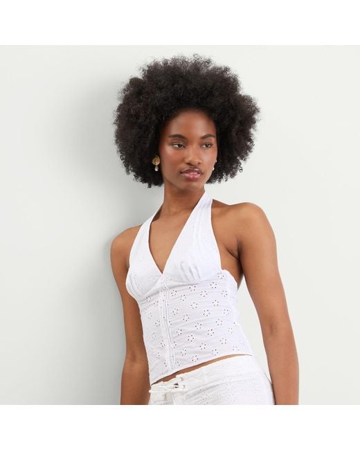 Peachy Den White Dylan Halter Top