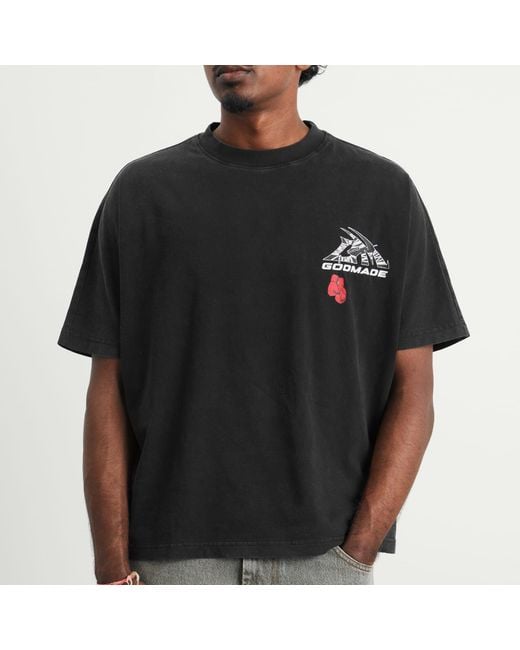 God Made Black Gm Logo Wrapped T-Shirt for men