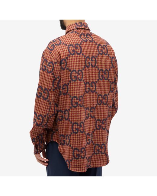 Gucci Red Jumbo Gg Overshirt for men