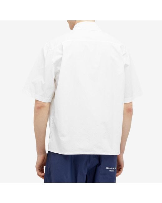 Stone Island White Marina Cotton Canvas Shorts Sleeve Shirt for men