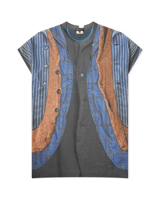 Comme des Garçons Blue Poly Pique Garment Print T-Shir for men