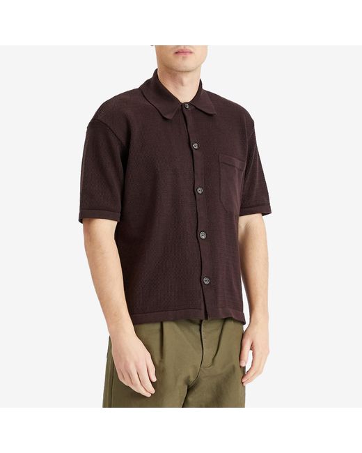 Oliver Spencer Brown Short Sleeve Mawes Knited Shirt for men