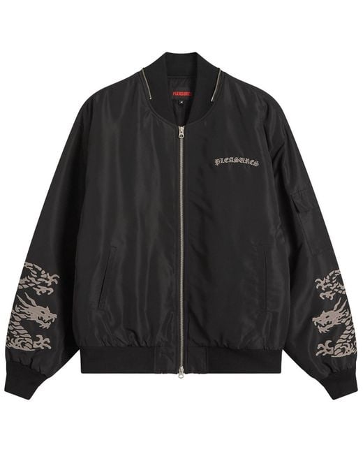 Pleasures Black Dragon Bomber Jacket for men