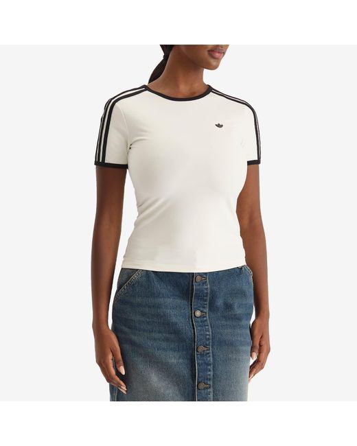 Adidas White 3 Stripe Cali T-Shirt