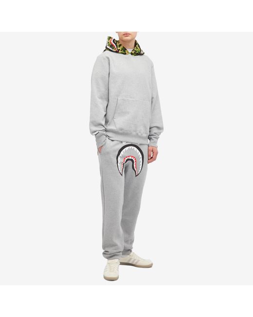 A Bathing Ape Gray Abc Camo Shark Pullover Hoodie for men
