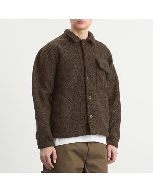 Cafe Mountain Brown Curly Boxy Explorers Jacket for men
