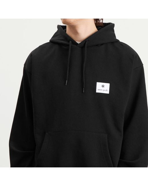 Snow Peak Black Square Logo Hoodie for men
