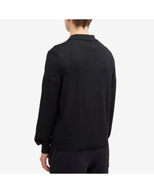 Maison Kitsuné Black Bold Fox Head Patch Knitted Polo Shirt for men