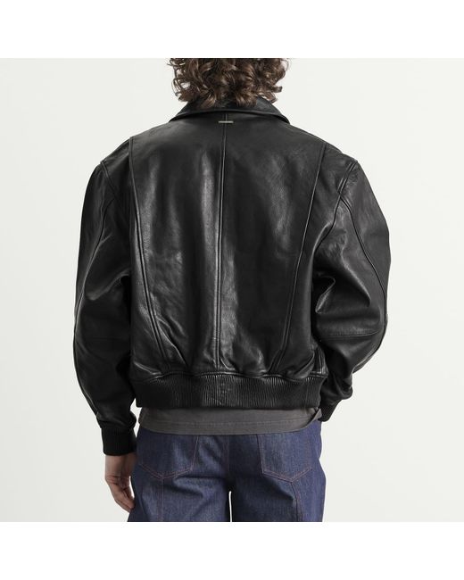 Deadwood Black Wingman Leather Bomber Jacket for men