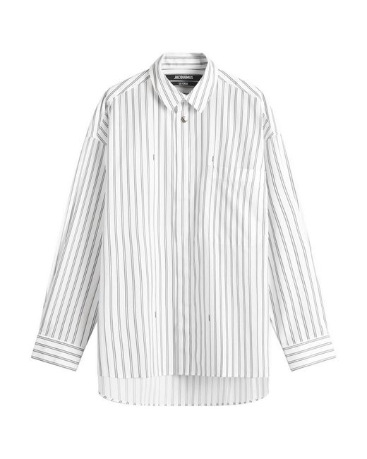 Jacquemus White Logo Stripe Shirt for men