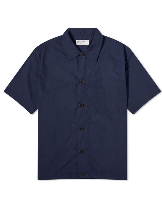 Universal Works Blue Recycled Poly Short Sleeve Shirt for men