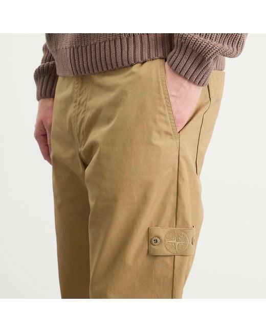 Stone Island Natural Ghost All Weather Cotton Canvas Trousers for men