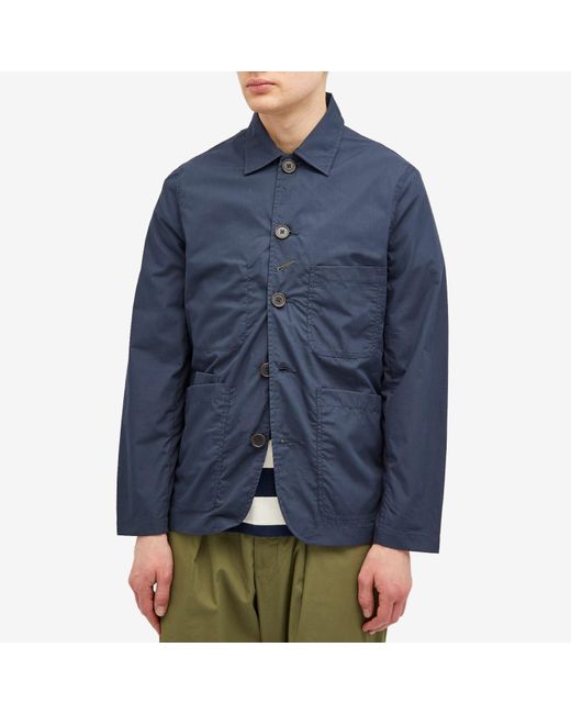 Universal Works Blue Recycled Bakers Jacket for men