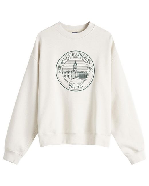 New Balance White Varsity Oversized Crewneck Sweat for men