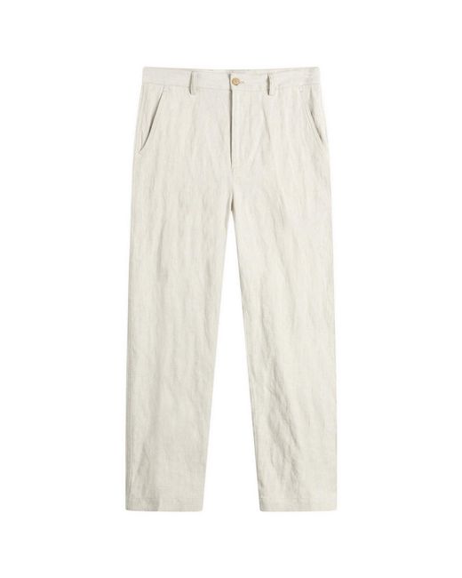 Dries Van Noten Natural Herringbone Cotton Linen Trouser for men
