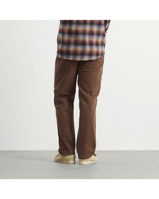Dubbleware Brown Herringbone Fatigue Pants for men