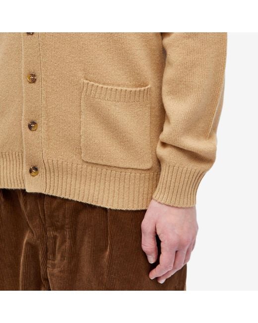 Beams Plus Natural 7G Elbow Patch Cardigan for men