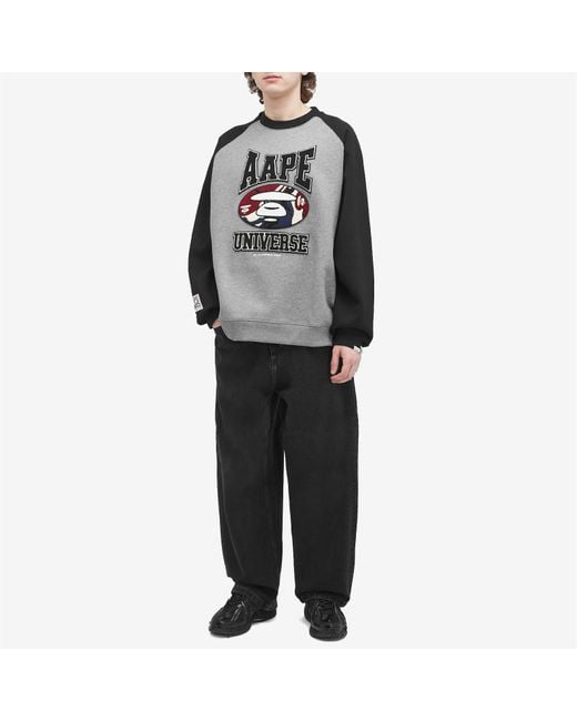Aape By A Bathing Ape Gray Aape Ice Hockey Camo Stamp Sweatshirt for men