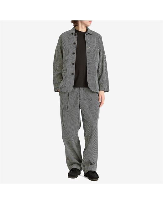 Universal Works Gray Hickory Stripe Duke Pant for men