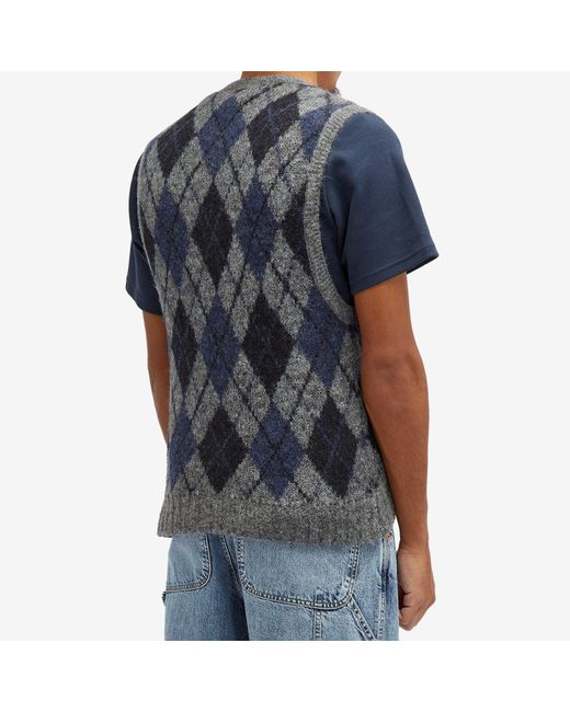 Our Legacy Argyle Knit Vest in Blue for Men Lyst