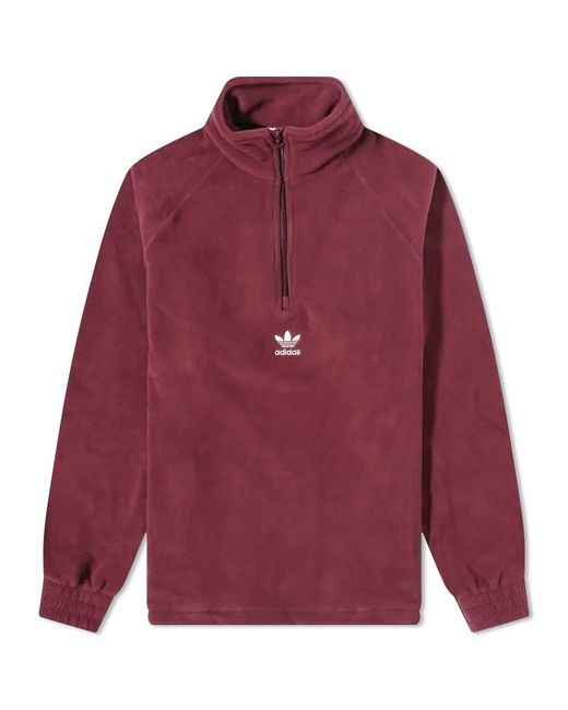 Adidas Red Trefoil Half Zip Fleece for men