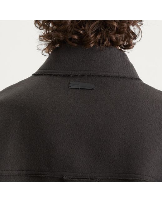AMI Black Boiled Wool Gabardine Button-Down Jacket for men
