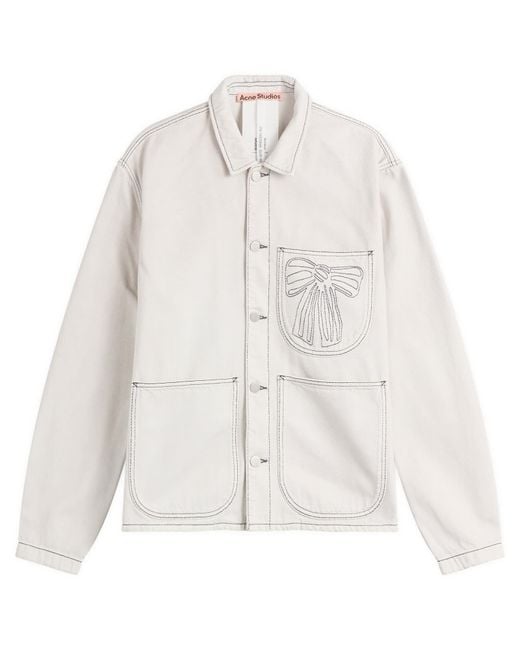 Acne White Bow Denim Chore Jacket for men