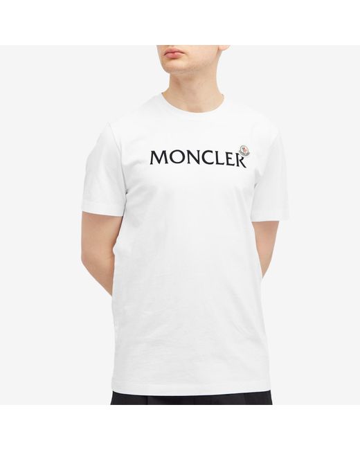 Moncler White Tonal Logo T-Shirt for men