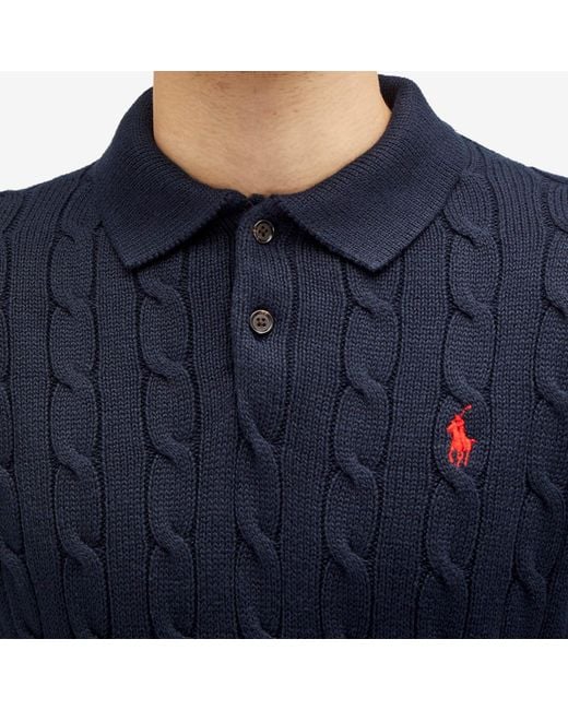 Polo Ralph Lauren Blue Cotton Cable Polo Shirt for men