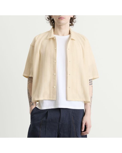 Beams Plus Natural Mesh Open Collar Shirt for men