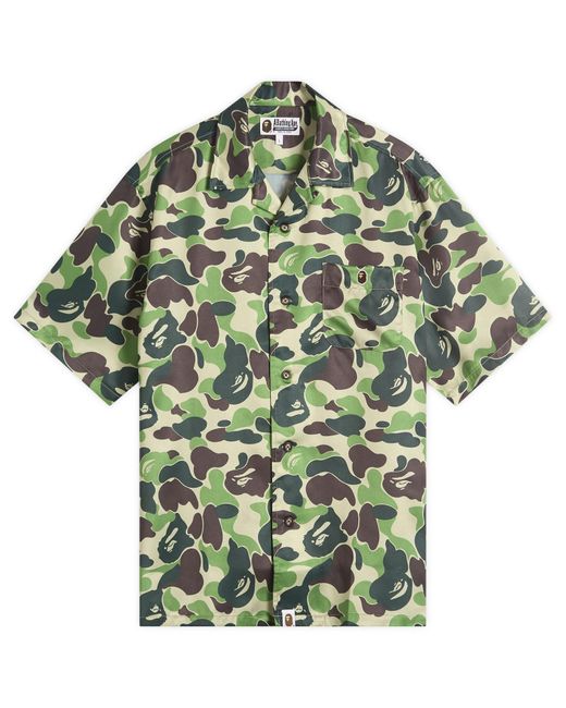 A Bathing Ape Green Abc Camo Open Collar Ss Shirts for men